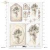 vintage, retro, kobieta, sukienka, kwiaty, dekoracje kwiatowe, medalion, deseczka, romantyzm, R362