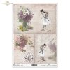 vintage, retro, kwiat, powojnik, clematis, baletnica, tancerka, tło, nuty, dekor, ornament, R726, flower, clematis, ballerina, dancer, background, notes, decoration, ornament, Blume, Clematis, Ballerina, Tänzerin, Hintergrund, Noten, Dekoration, Ornament,