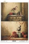 robot, prezenty, święta, vintage, retro, Dziadek do Orzechów, wieniec, pomarańcze, szyszki, lalka, bombki, pluszowy królik, fotel, choinka, pociąg zabawkowy, baletnica, pozytywka, zasłony, konik na biegunach*robot, gifts, holidays, vintage, retro, Nutcrac