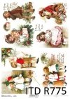 dzieci, Święty Mikołaj, świąteczne dekoracje, Boże Narodzenie, zima, retro, choinka, R775