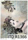 Papier decoupage w stylu Vintage, twarz kobiety, róże*Decoupage paper in Vintage style, woman's face, roses