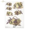 bouquet, bouquets, flowers, flower basket, flower baskets, vintage, retro, violets, roses, rose, R388