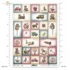 Kalendarz adwentowy, retro, zabawki, miś, misio, misie, grzechotka, wózek, konik, piłka, przytulanki, prezenty, podarunki, kropki, kropeczki, Vintage Advent Calendar, retro, toys, teddy bear, rattle, pram, horse, ball, cuddly toys, gifts, dots
