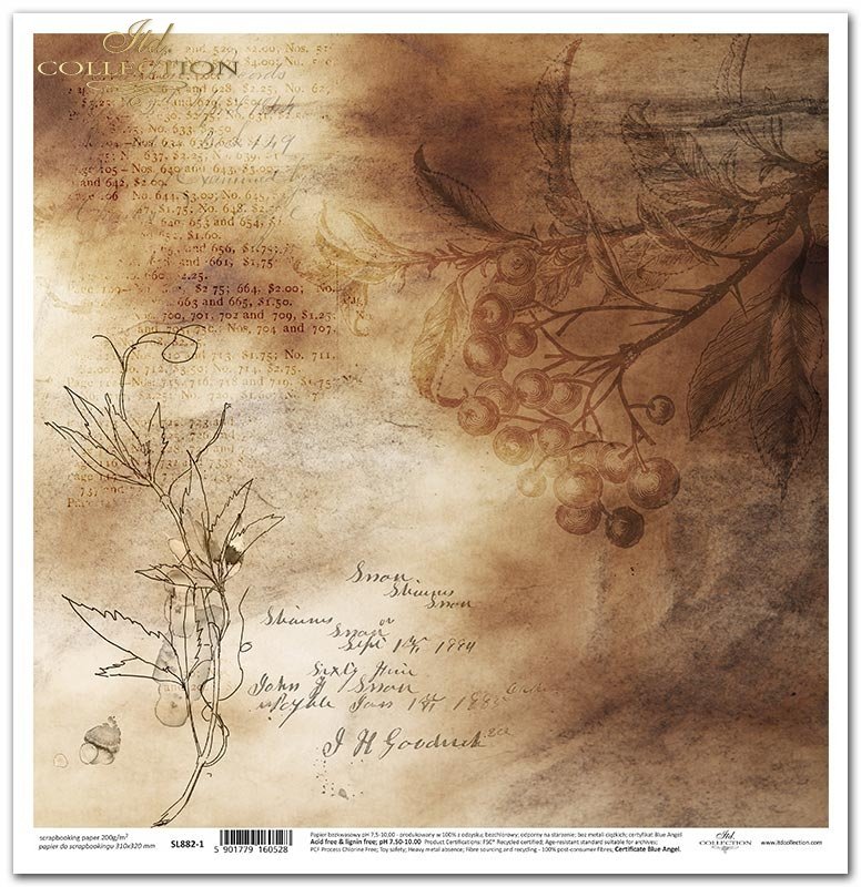 scrapbooking paper SL882 1 Series Secrets Old Journal sepia