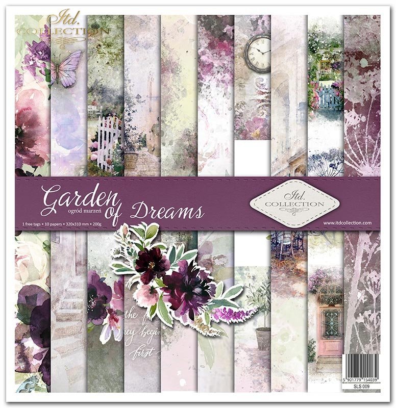 人気アイテム Set of scrapbooking papers - SLS-009 ''Garden of Dreams 人文