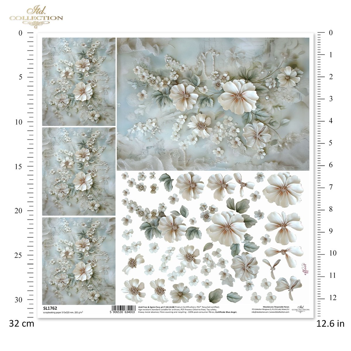 「PAPER IN DESIGN」 Papiery do scrapbookingu - zestaw SCRAP-012 Wieczorna łąka