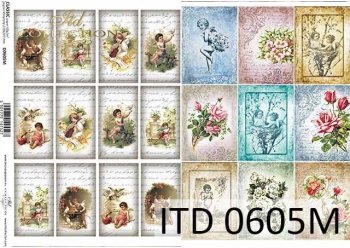 papel decoupage clásico D0605 ángeles en diferentes escenas
