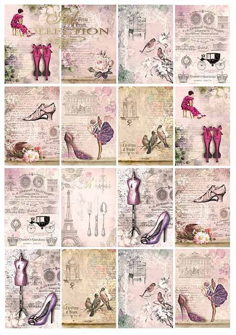 Papiery do scrapbookingu w zestawach - francuskie dziewczyny * Papiere für Scrapbooking in Sätzen - Französisch Mädchen