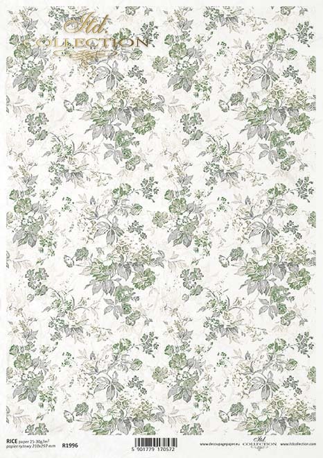 motyw tapetowy, kwiatki w odcieniach zieleni*Wallpaper motif, flowers in shades of green*Tapetenmotiv, Blumen in Grüntönen*Motivo del papel pintado, flores en tonos verdes