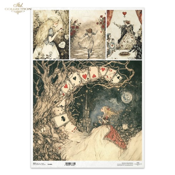 Alicja, dziewczynka, Królowa Kier, kart, baśniowe kompozycje*Alice, girl, Queen of hearts, cards, fairy tale compositions*Alice, Mädchen, Herzkönigin, Karten, Märchenkompositionen*Alicia, niña, Reina de corazones, cartas, composiciones de cuento de hadas