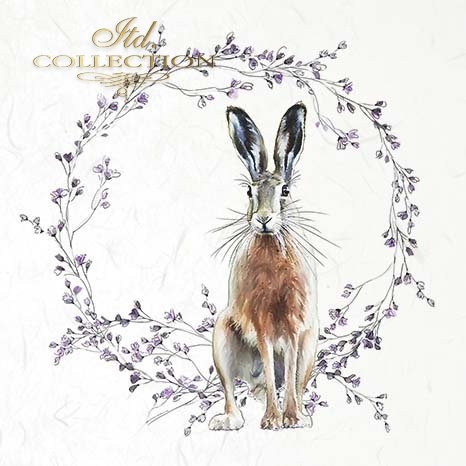 zające z roślinnymi wieńcami*hares with floral wreaths*Hasen mit Blumenkränzen*liebres con coronas de flores