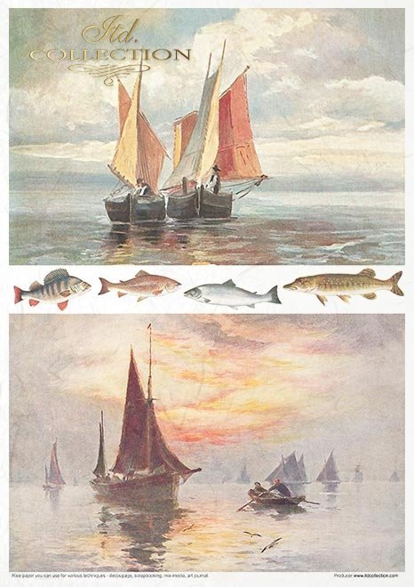 Zestaw kreatywny na papierze ryżowym Opowieść morska * Creative set on rice paper Sea Stories