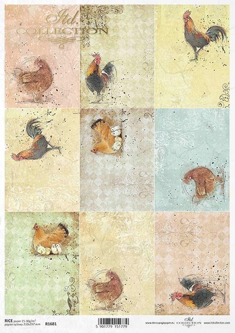 Pastele, tagi, koguty, kury, kurczaczki, Wielkanoc, małe obrazki*Pastels, tags, cocks, chickens, chickens, Easter, little pictures