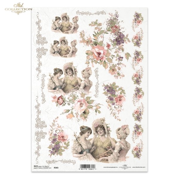 vintage, retro, woman, women, dress, flowers, rose, roses, flower decorations, ornaments, romance, R365