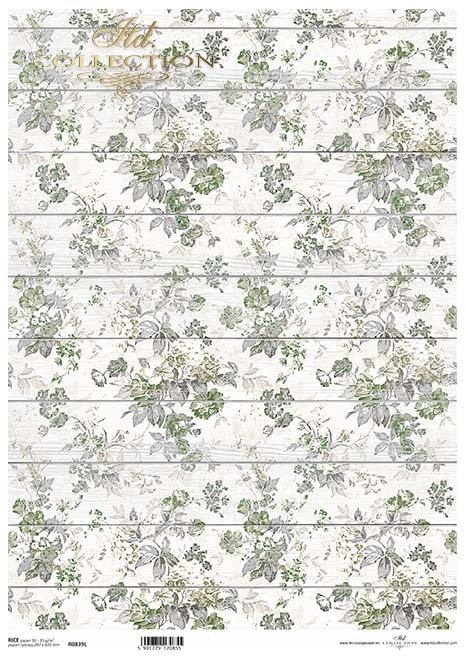 motyw tapetowy, kwiatki w odcieniach zieleni na desce*wallpaper motif, flowers in shades of green on a board*Tapetenmotiv, Blumen in Grüntönen auf einem Brettmotivo de papel pintado, flores en tonos de verde en un tablero