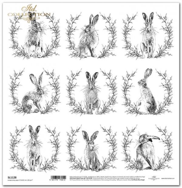 zające z wieńcami*hares with wreaths*Hasen mit Kränzen*liebres con coronas de flores