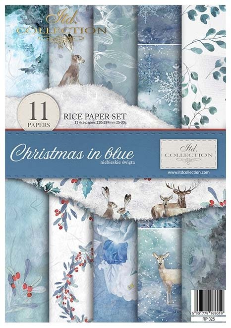 Zestaw kreatywny na papierze ryżowym - święta w błękicie * Creative set on rice paper - Christmas in blue