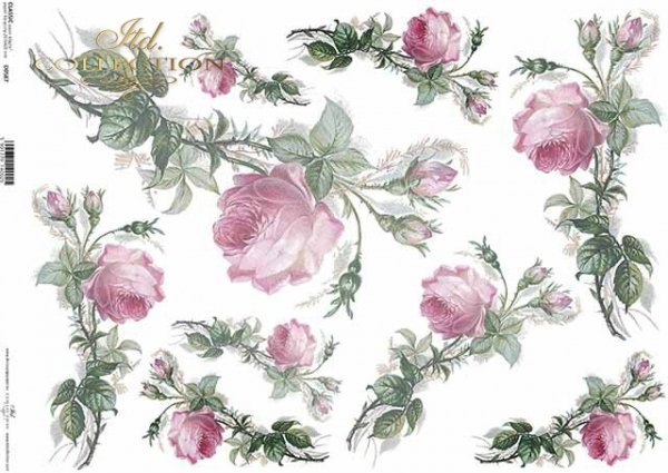 Papier Decoupage Blumen, Rosen*flores de papel decoupage, rosas*бумага декупаж цветы, розы