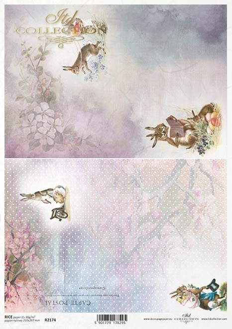 Easter Bunny - pastelowe tła, zające wielkanocne, pisanki, wiosenne kwiaty, tagi*pastel backgrounds, Easter bunnies, Easter eggs, spring flowers, tags*pastellfarbene Hintergründe, Osterhasen, Ostereier, Frühlingsblumen, Tags