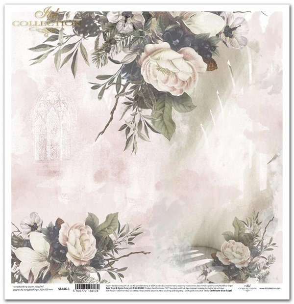 Seria Nostalgia -okno, okna, kościół, ślub, chrzest, kwiaty, peonia, szyszka, szyszki, arkady*window, windows, church, wedding, baptism, flowers, peony, cone, cones, arcade*Fenster, Fenster, Kirche, Hochzeit, Taufe, Blumen, Pfingstrose, Zapfen, Kegel, Keg