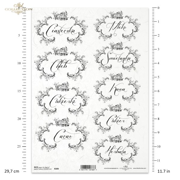 kuchnia, napisy kuchenne, ornamenty, ciasteczka, mleko, chleb, śmietanka, cukierki, kawa, cacao, cukier, R399
