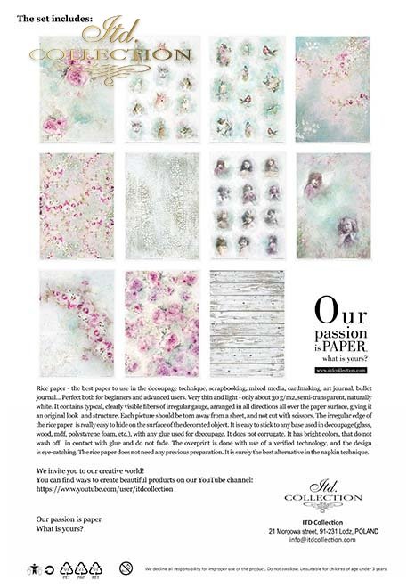 Zestaw kreatywny na papierze ryżowym - Wiosenne Shabby Chic * Creative set on rice paper - Shabby Chic for Spring