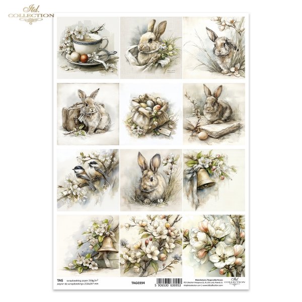 Wielkanoc, zając, królik, vintage, retro, akwarela, wiosna, sielski, wiejski, ilustracja, zwierzęta, kwiaty*Easter, hare, rabbit, vintage, retro, watercolor, spring, idyllic, rustic, illustration, animals, flowers