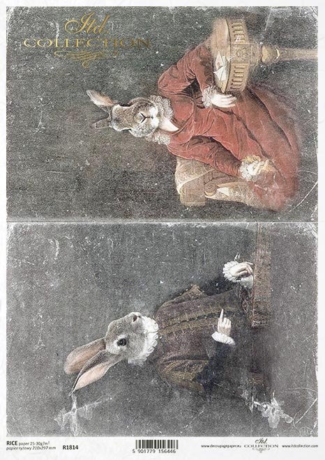 zwierzęta retro, zwierzęta w strojach, zając, zające, król, królowa, admirał, zoomorfizm, stroje historyczne, rosyjska dama, włoski manieryzm*retro animals, animals in costume, hare, harems, king, queen, admiral, zoomorphism, historical costumes, russian 