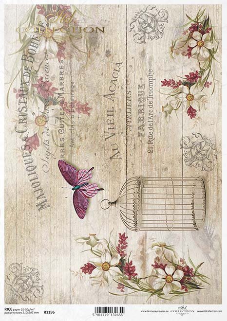 Vintage de papel decoupage, tableros, mariposas*Vintage Decoupage Papier, Platten, Schmetterlinge