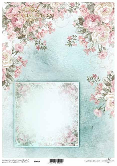 arreglos de flores de papel decoupage, marco decorativo*Blumenarrangements aus Decoupage-Papier, Dekorrahmen*декорирование бумажных цветочных композиций, декоративная рамка