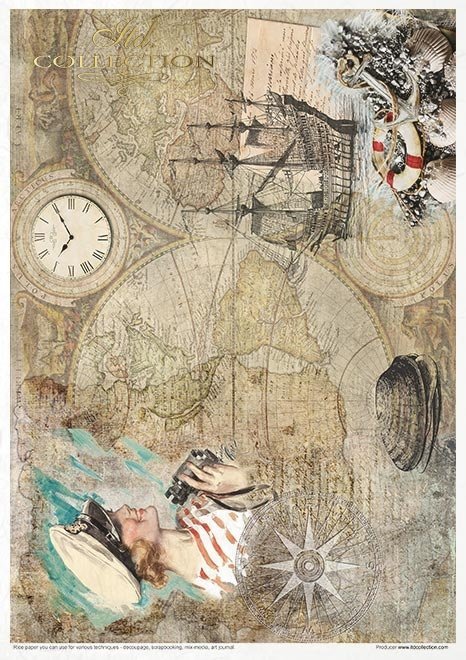 Zestaw kreatywny na papierze ryżowym Opowieść morska * Creative set on rice paper Sea Stories