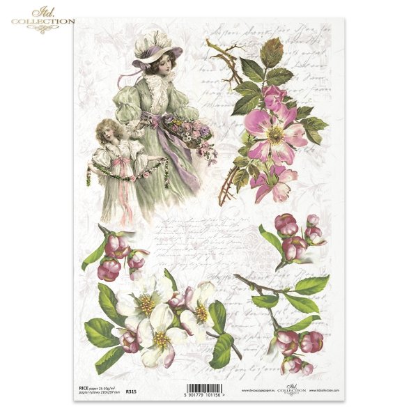 woman, dress, hat, dress, retro, spring, flowers, flower, twig, handwriting