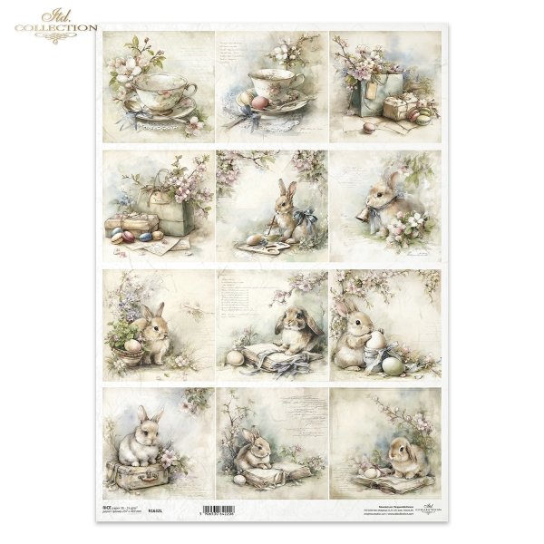 Wielkanoc, zając, królik, pisanki, wiosna, kwiaty, vintage, retro, akwarela, pastele, ilustracja, malarstwo