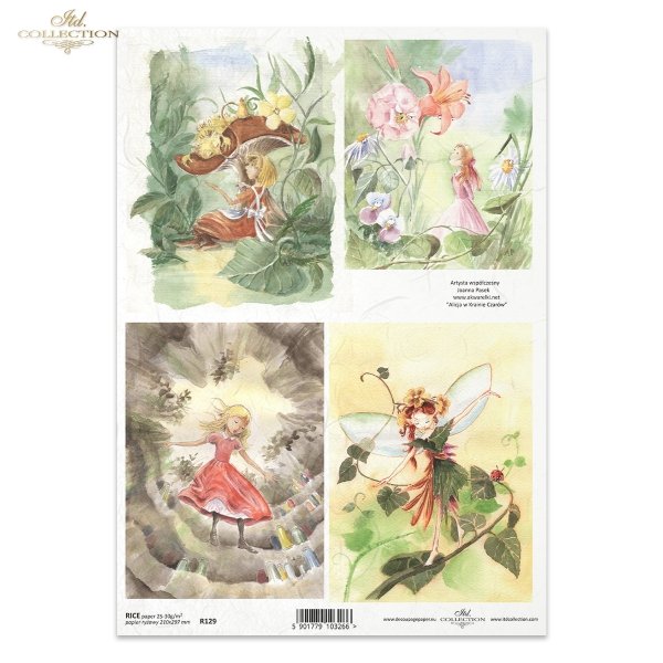 rice-paper-decoupage-elf-elves-Alice-in-Wonderland-fairy-tale-Joanna-Pasek-R0219 