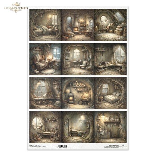 Mouse World - przytulny, rustykalny, fantastyczny, wnętrze, chatka, nora, bajkowy, leśny , świąteczny czas, Boże Narodzenie, zimowa opowieść, ilustracje bajkowe, przytulne, domowe scenki