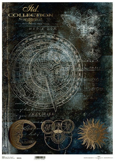 Nieodkryty magiczny świat - Alchemia, tło, księżyc, słońce, znaki na niebie, napisy, ćma, zodiak, kosmogram