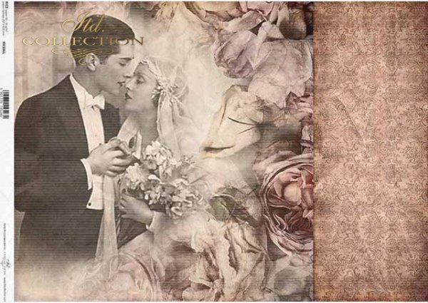 Papel retro decoupage, pareja joven, recién casados, amantes*Retro Decoupagepapier, junges Paar, Brautpaar, Liebhaber*Ретро декупаж из бумаги, молодая пара, молодожены, влюбленные