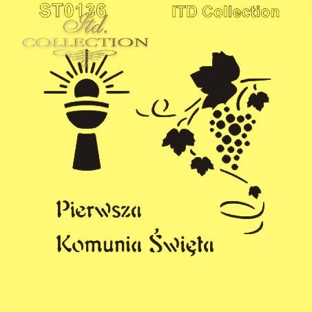 ST0136 - Pierwsza Komunia Święta, krzyż, hostia, gołąbki