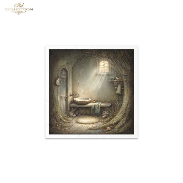 Mouse World - przytulny, rustykalny, fantastyczny, wnętrze, chatka, nora, bajkowy, leśny , świąteczny czas, Boże Narodzenie, zimowa opowieść, ilustracje bajkowe, przytulne, domowe scenki