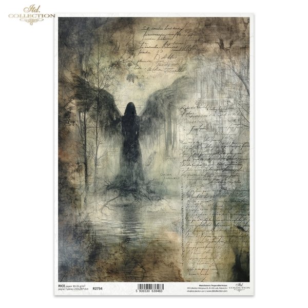 anioł, mroczne skrzydła, woda, nagie drzewa, gotycka architektura, mgła, vintage, melancholia, fantasy*angel, dark wings, water, bare trees, gothic architecture, fog, vintage, melancholy, fantasy