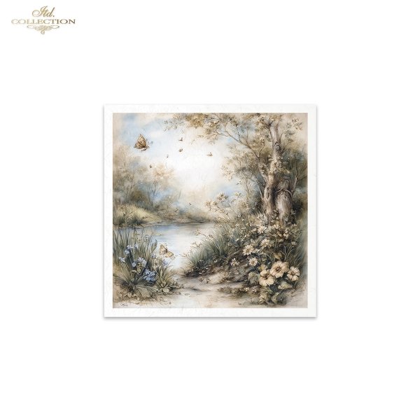 Sielanka, akwarela, natura, las, łąka, kwiaty polne*Idyllic, watercolor, nature, forest, meadow, wildflowers