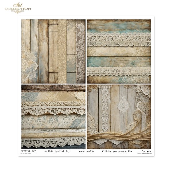 Set von Papieren für Scrapbooking SLS-080 Wood &amp; Lace