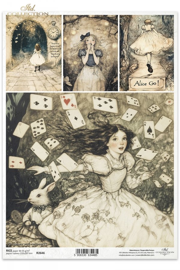 Alicja, karty, Biały Królik, baśniowe kompozycje*Alice, cards, White Rabbit, fairy tale compositions*Alice, Karten, Weißes Kaninchen, Märchenkompositionen*Alicia, cartas, Conejo Blanco, composiciones de cuentos de hadas