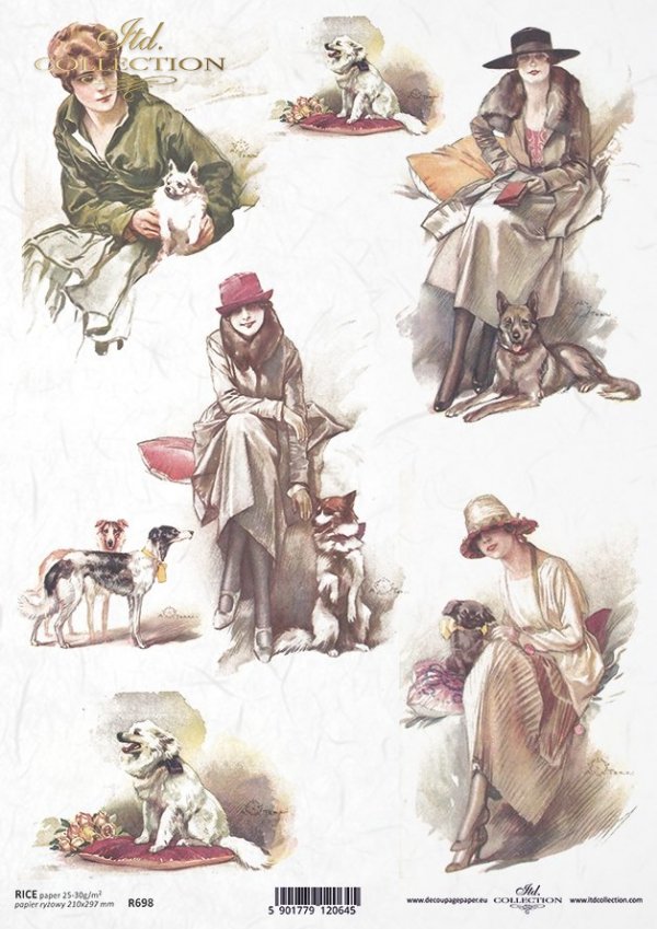 retro, vintage, woman, lady, fashion, hat, dog, R698