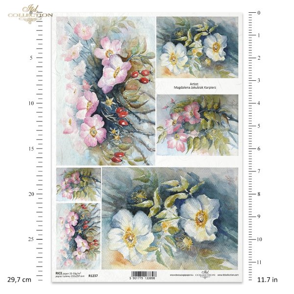 Magdalena Jakubiak Karpierz, artystka współczesna, artysta współczesny, flowers, roses, wild rose fruit, meadow, field flowers, garden , painting, contemporary artist, Blumen, Rosen, Wildrose, Wildrosenfrucht, Wiese
