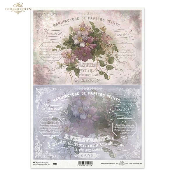 vintage, retro, powojnik, clematis, kwiat, ogród, bukiet, dekor, ornament, napisy w stylu retro, R727, clematis, flower, garden, bouquet, decoration, ornament, retro lettering, Blume, Garten, Strauß, Dekoration, Ornament, Retro-Schriftzug, clemátide, flor