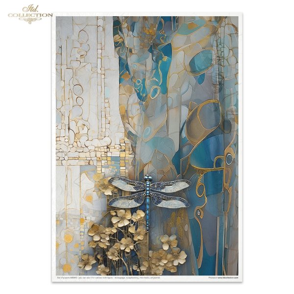 Inspired by Klimt - women, gold, decorative patterns, dragonflies, butterflies, precious stones, mosaics, Art Nouveau motifs