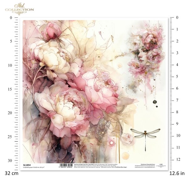 dekoracyjne wzory, motywy kwiatowe, bukiet kwiatów, Ogród Muz, Garden of Muses * Mulberry decoupage paper FPA1005, decorative patterns, floral motifs, bouquet of flowers, Garden of Muses *Seria Garden of Muses