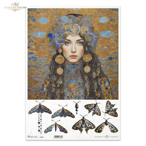 kobiety, złoto, dekoracyjne wzory, ważki, motyle, kamienie szlachetne, mozaiki, motywy secesyjne*women, gold, decorative patterns, dragonflies, butterflies, precious stones, mosaics, Art Nouveau motifs