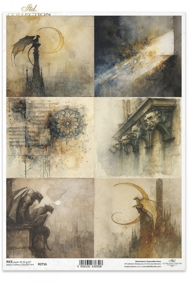 smoki, kruki, gotyckie witraże, architektura, stare nuty, księżyc, promień światła, fantasy*dragons, ravens, lanterns, fantasy, Gothic interiors, sketches